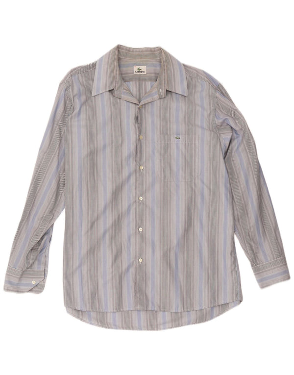 Camisa Lacoste Hombre Talla 44 XL Algodón Rayas Azul