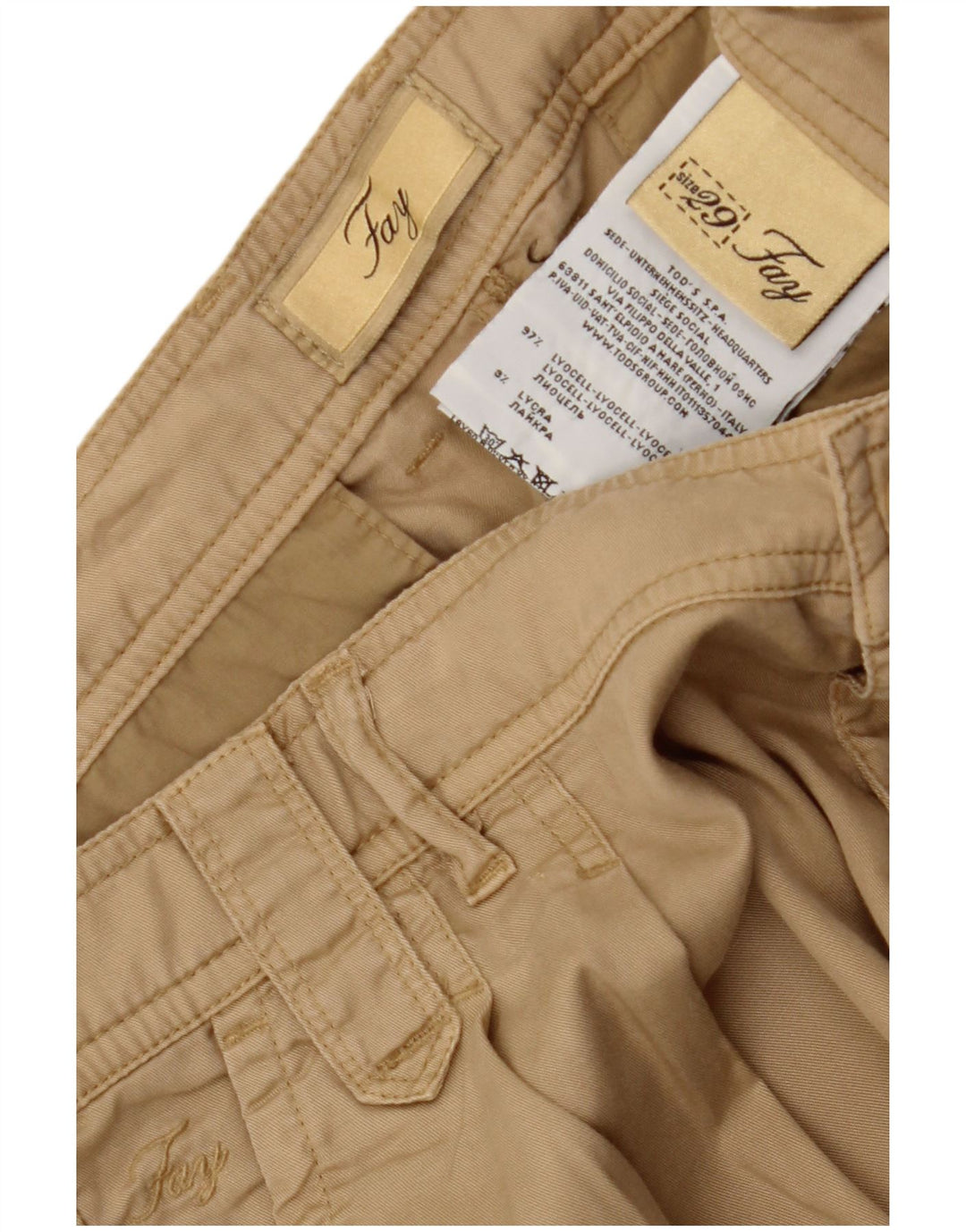 FAY Pantalón Corto Chino Mujer W29 Lyocell Beige Medio