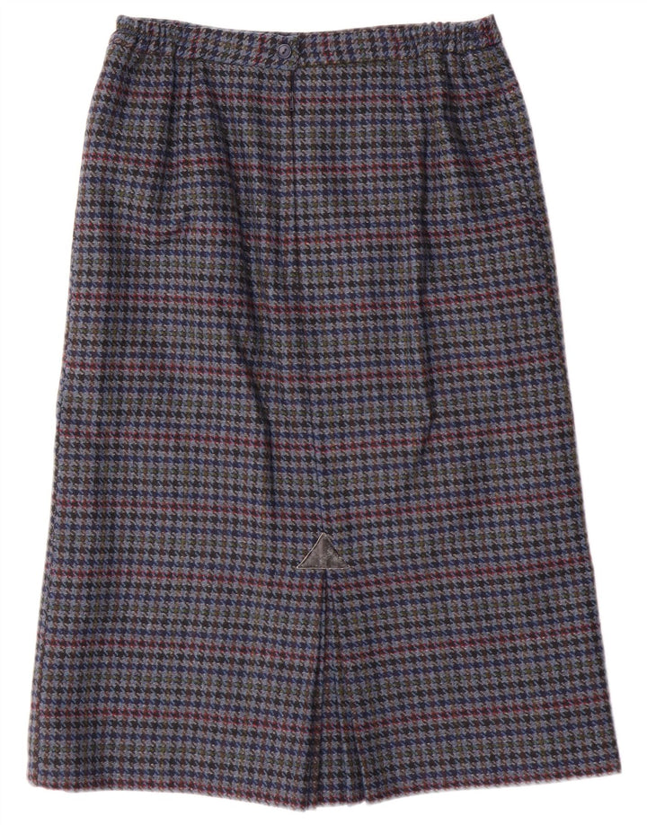 Falda lápiz vintage para mujer Reino Unido 14 Mediano W28 Pata de gallo azul