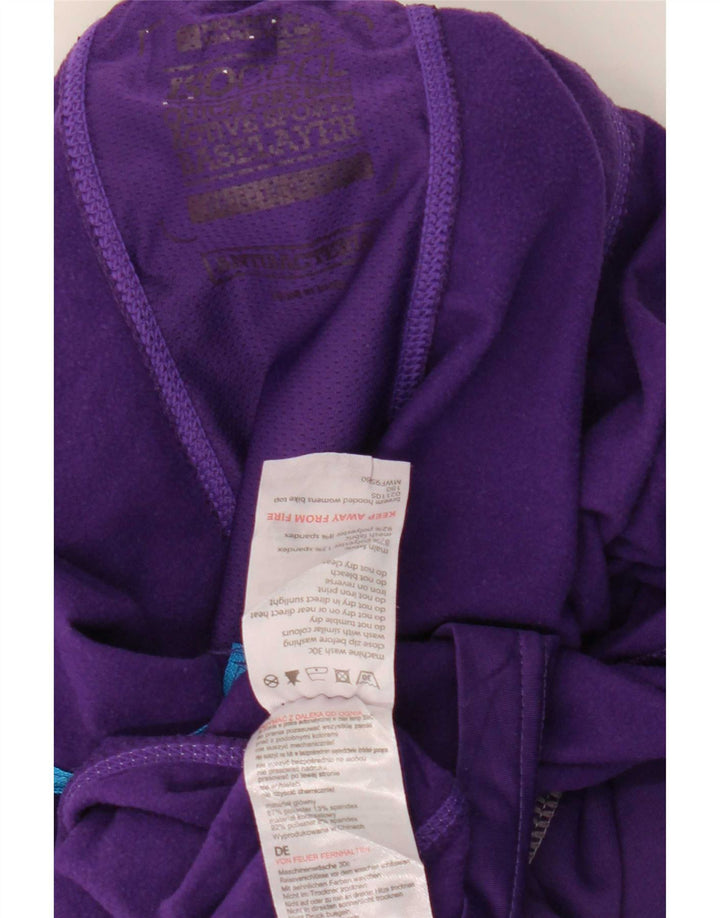 Mountain Warehouse Camiseta con cuello y cremallera y capucha para hombre, manga larga, color morado medio