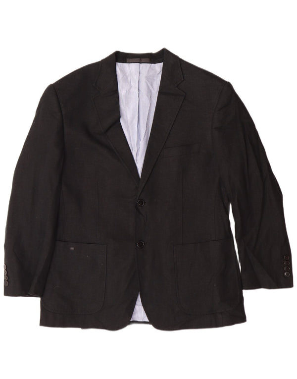 MARKS & SPENCER Chaqueta tipo blazer de 2 botones para hombre UK 40 Grande Lino negro
