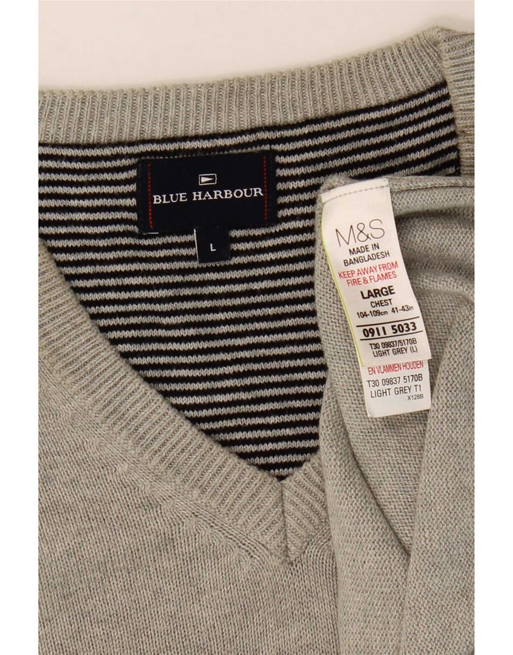 Marks & Spencer Camiseta sin mangas azul Harbor para hombre de algodón moteado gris grande
