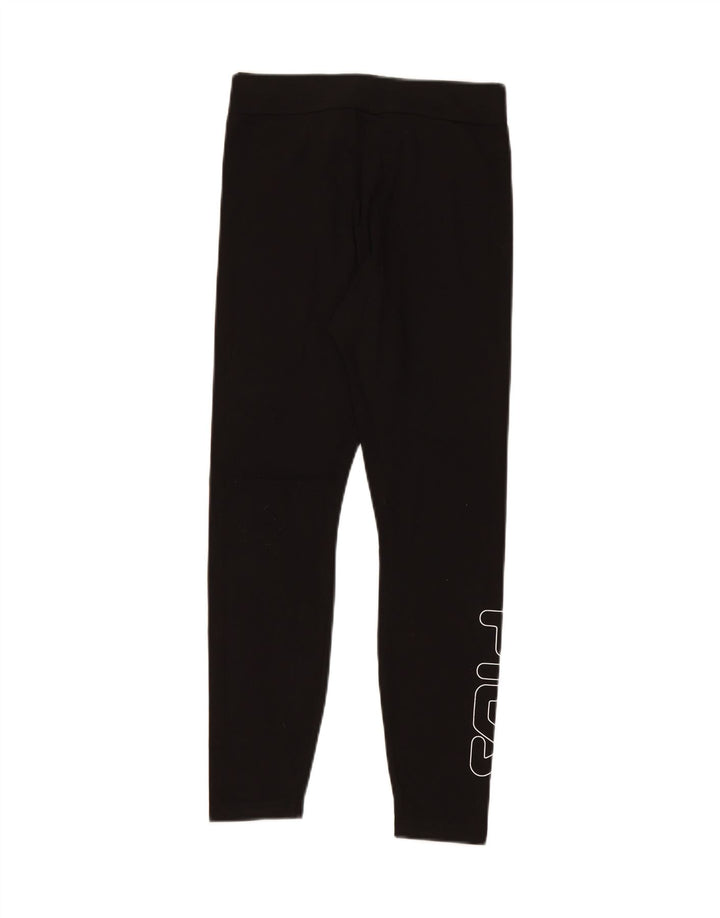 FILA Womens Graphic Leggings UK 10 Small  Black Cotton Vintage Fila and Second-Hand Fila from Messina Hembry 