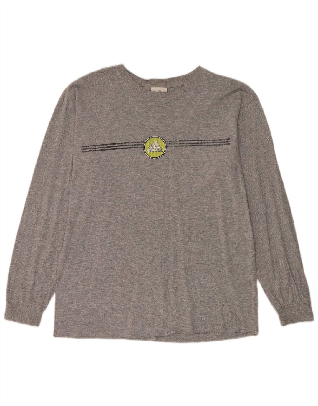 Adidas Mens Graphic Top Manga Larga Grande Gris Algodón