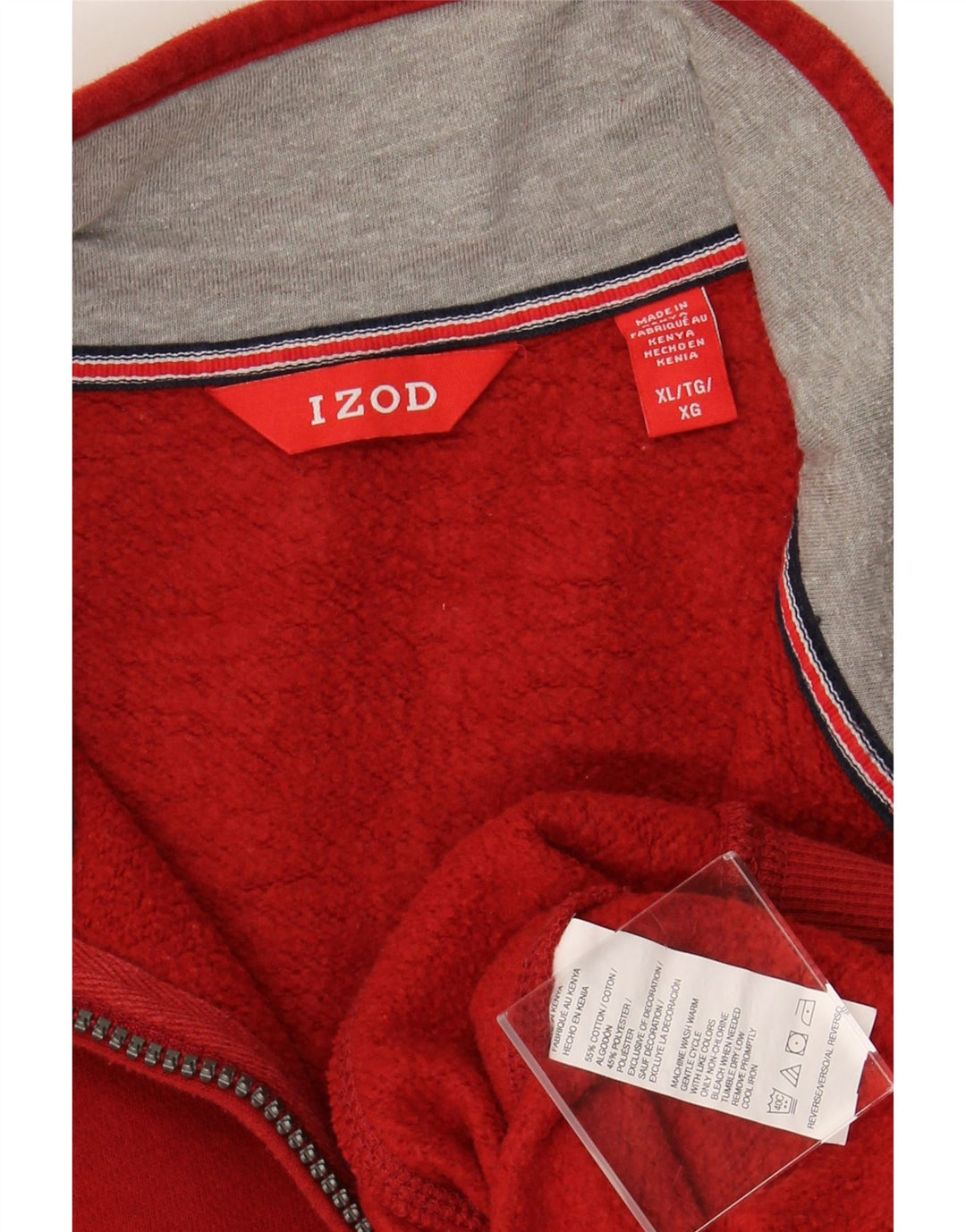IZOD - Sudadera con cuello y cremallera para hombre, talla XL, algodón rojo
