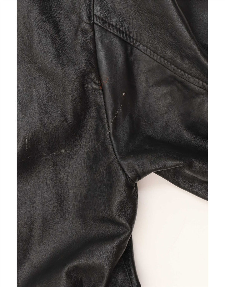 Vintage mujer cuero abrigo Reino Unido 14 medio negro
