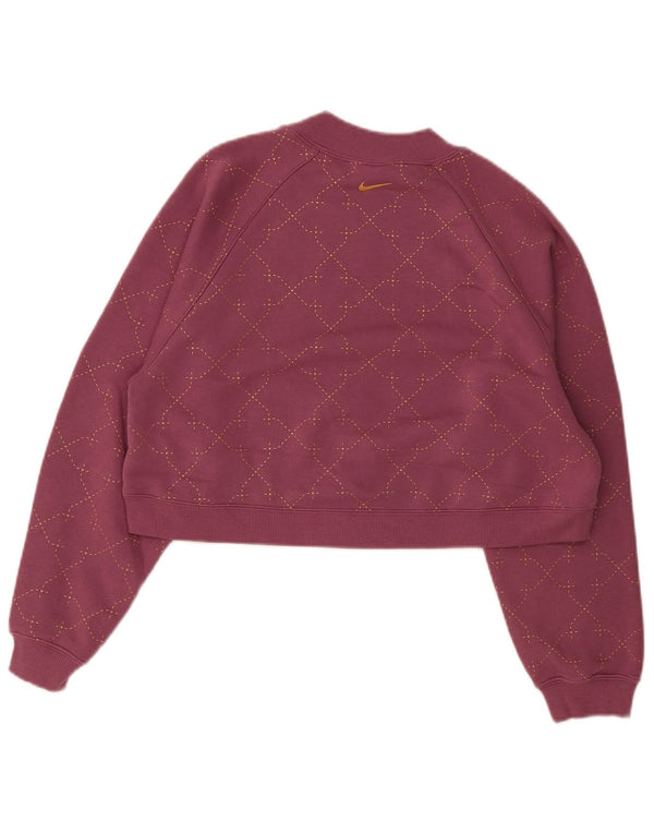Nike - Sudadera corta de gran tamaño para mujer, talla 6, XS, algodón a cuadros burdeos