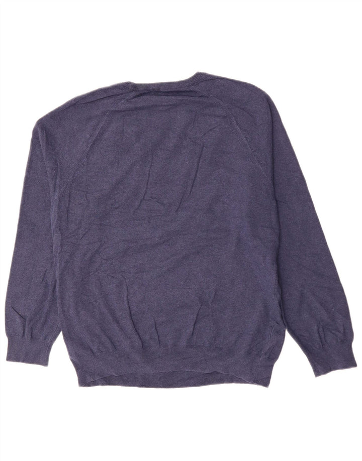 FRENCH CONNECTION Suéter tipo jersey con cuello redondo para hombre, tamaño grande, algodón azul marino