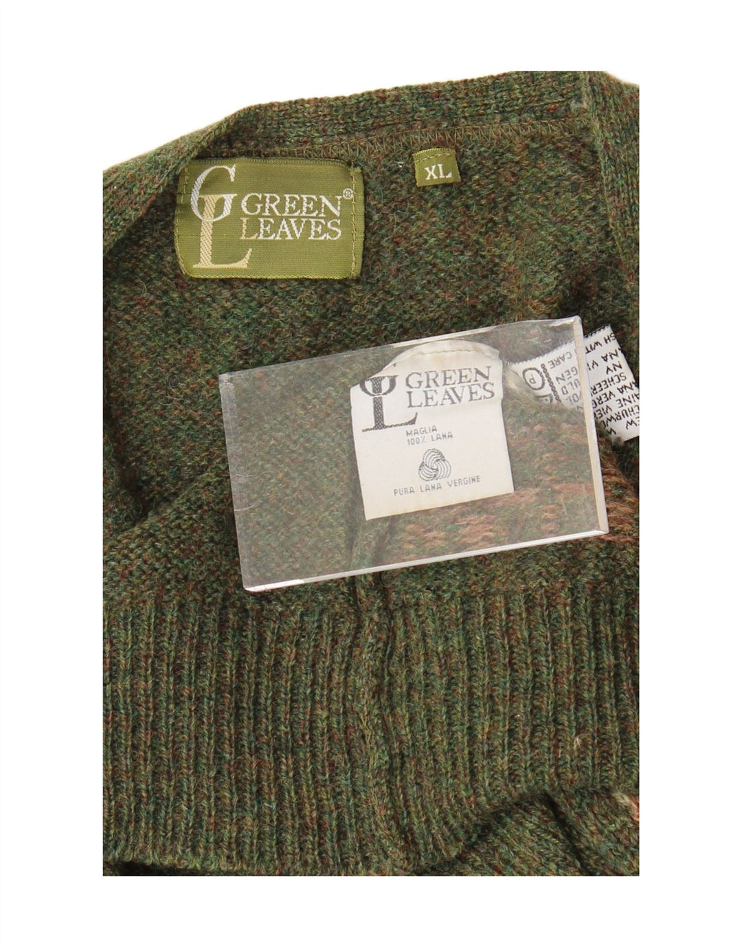 GREEN LEAVES Suéter tipo cárdigan sin mangas para hombre XL Lana Fair Isle verde