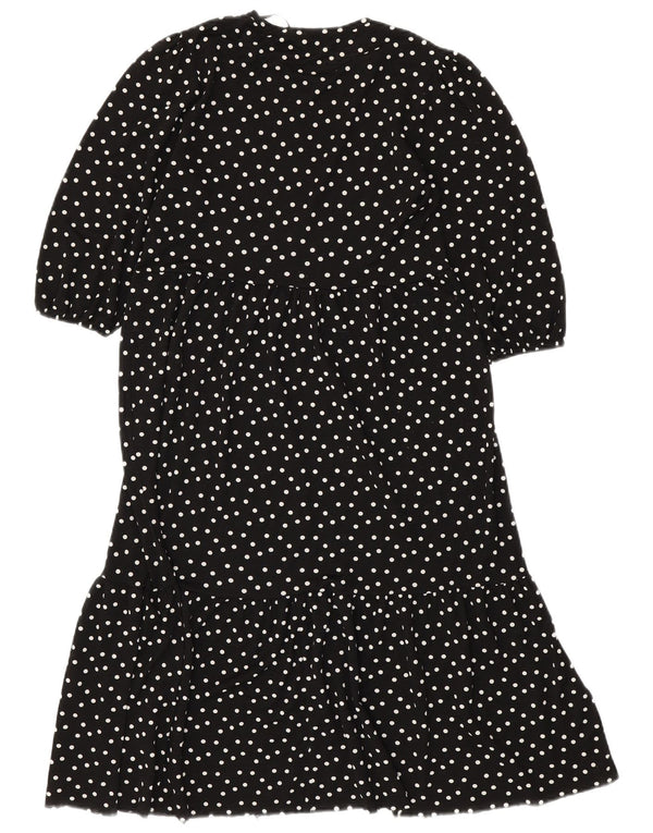 ZARA Womens Tiered Dress UK 10 Small Black Polka Dot Polyester