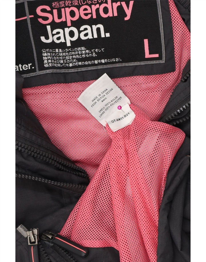 SUPERDRY Chaqueta impermeable gráfica para mujer UK 46 Poliéster gris grande