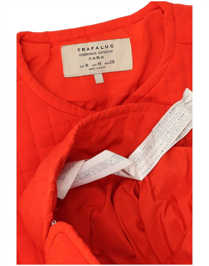 Zara Mujer Trafaluc Chaqueta Acolchada UK 44 Poliéster Naranja Mediano