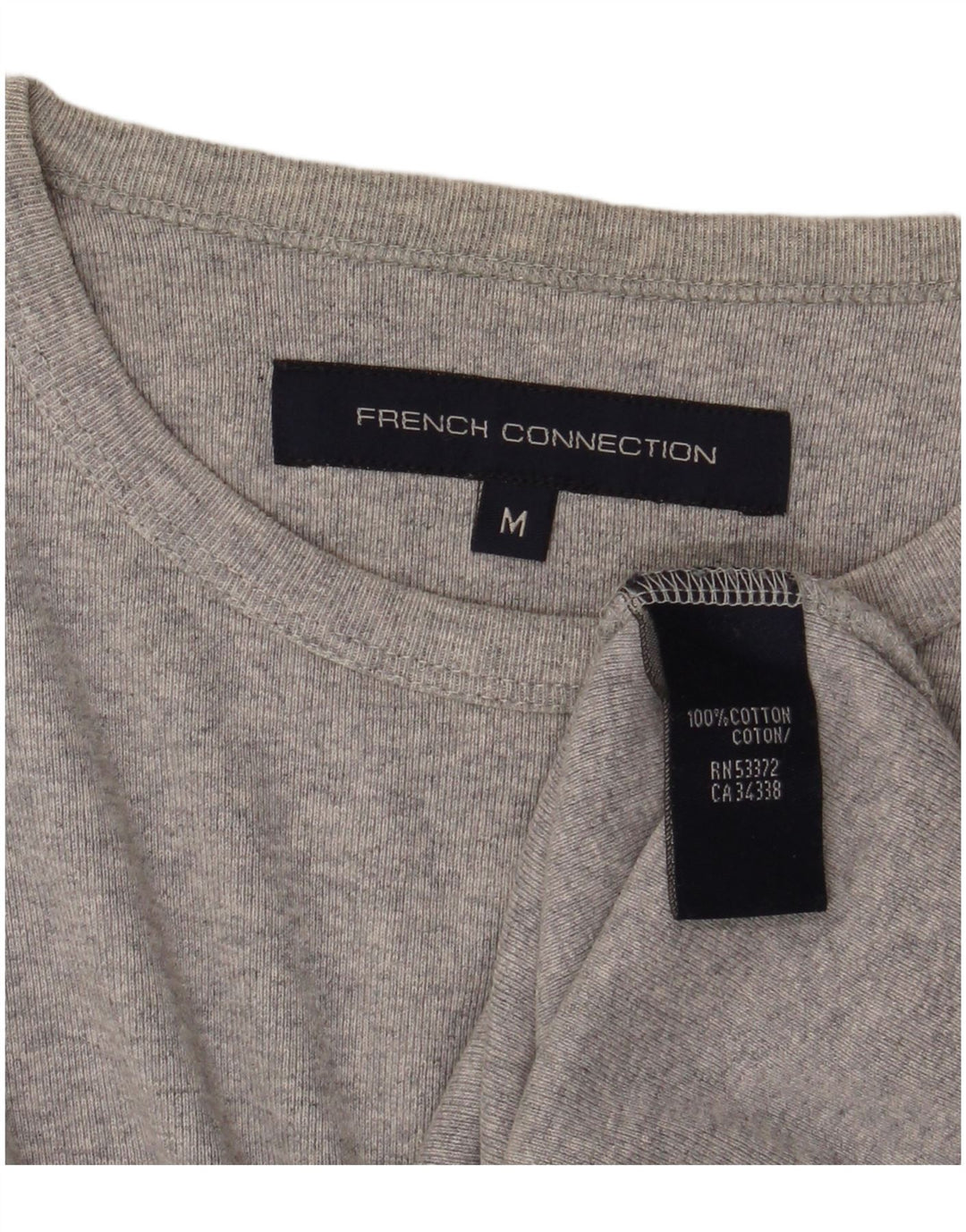 French Connection Top para hombre de manga larga de algodón moteado en gris medio