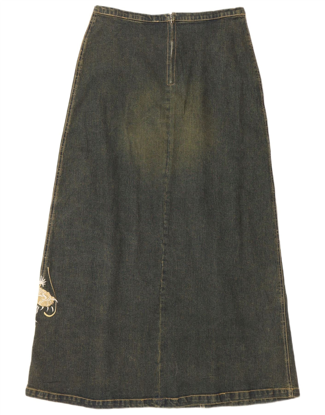 VINTAGE Falda de mezclilla gráfica para mujer Reino Unido 12 Medio W30 Algodón azul