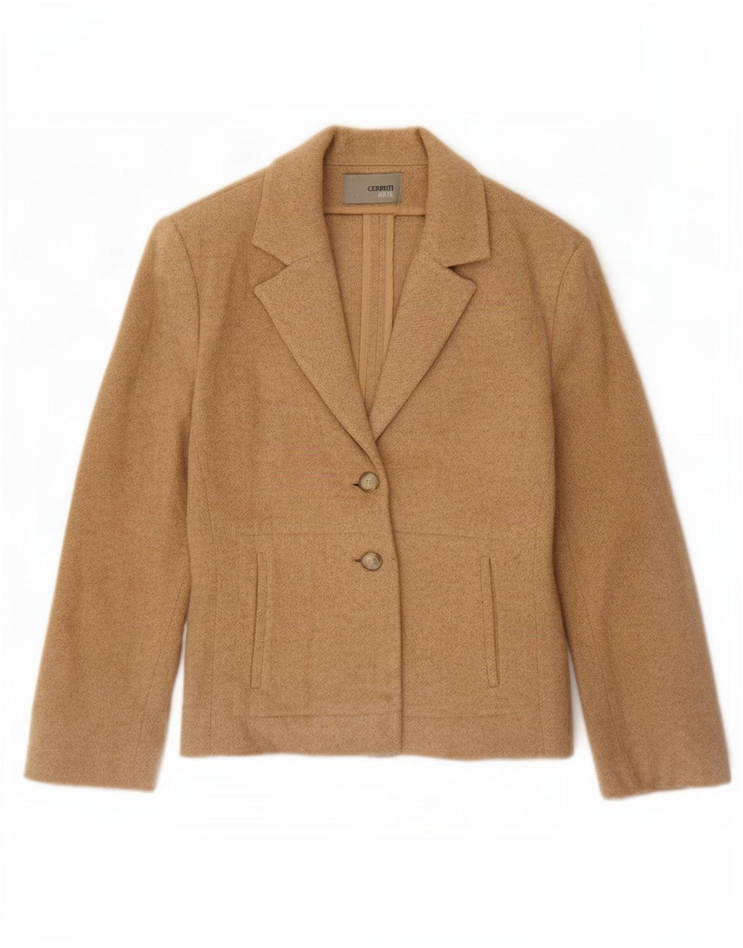 Cerruti Chaqueta tipo blazer de 2 botones para mujer EU 36 Small Beige Camelhair