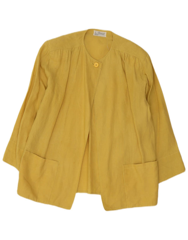 Vintage mujer 1 botón Blazer chaqueta Reino Unido 16 grande amarillo
