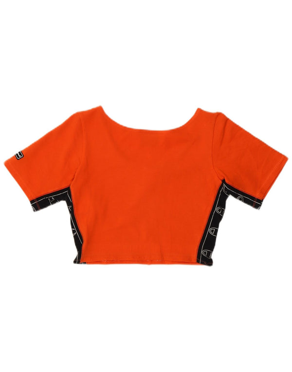 Champion Camiseta Crop Graphic para Mujer Top UK 42 Algodón Naranja Mediano