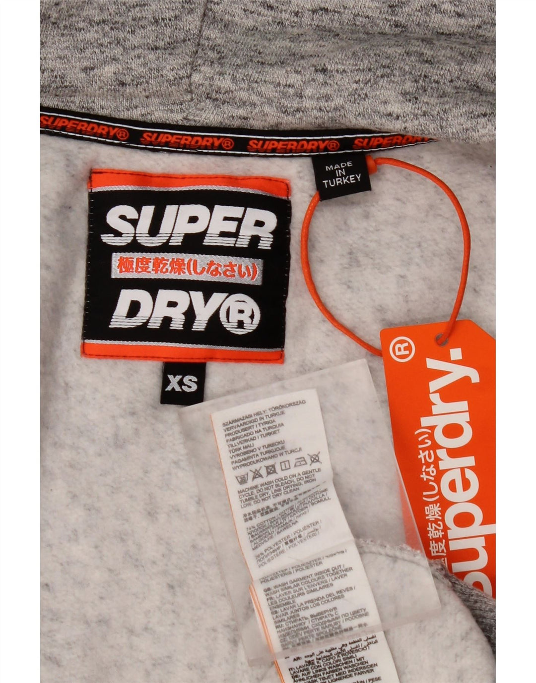 SUPERDRY Suéter con capucha y cremallera de ajuste holgado para hombre XS Algodón moteado gris