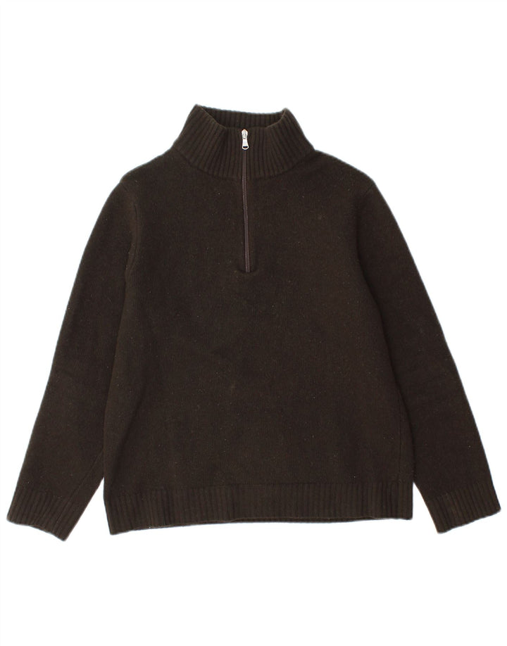 BENETTON Jersey con Cuello y Cremallera para Mujer Pequeño Caqui Lana Nueva