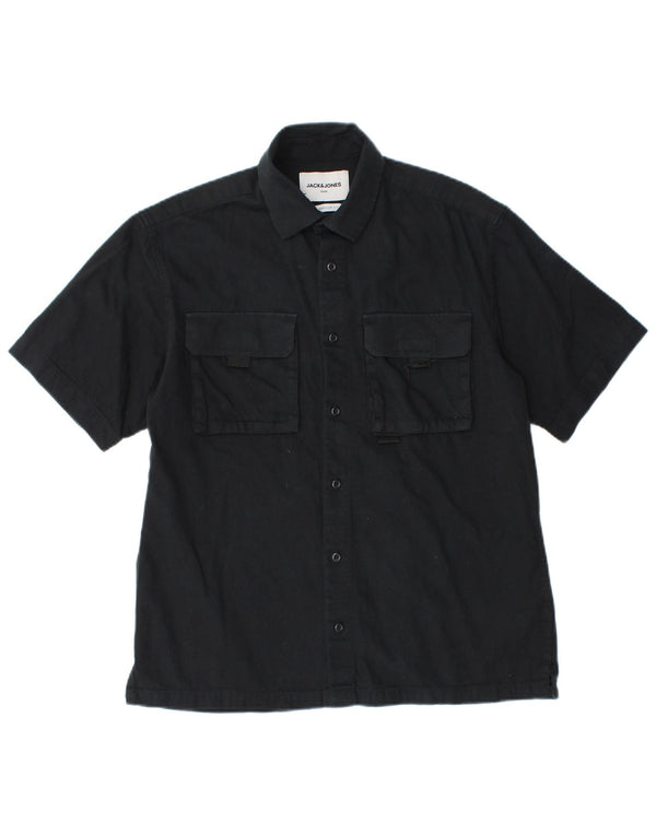 Jack & Jones Camisa Regular Fit De Manga Corta Para Hombre Algodón Negro Pequeño