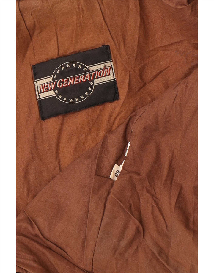 Chaqueta de cuero vintage para hombre IT 50 grande negro