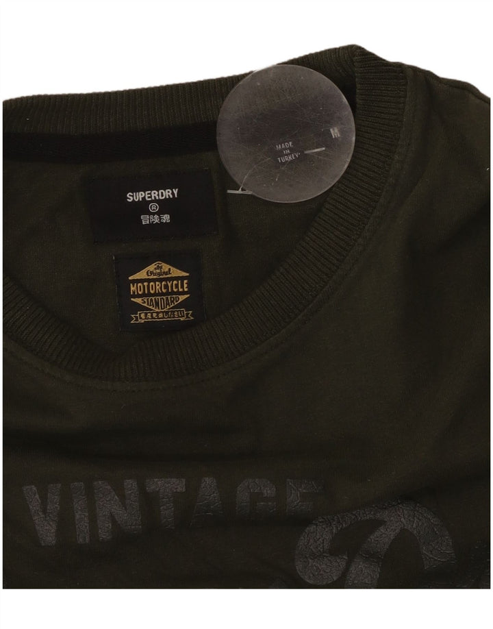 SUPERDRY Camiseta con gráfico de motocicleta para hombre, talla mediana, color caqui