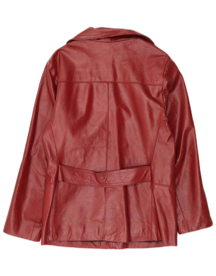 Please Chaqueta de cuero para mujer UK 44 Medium Borgoña