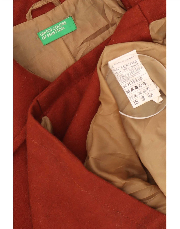 Benetton Chaquetón Mujer UK 44 Grande Lana Marrón