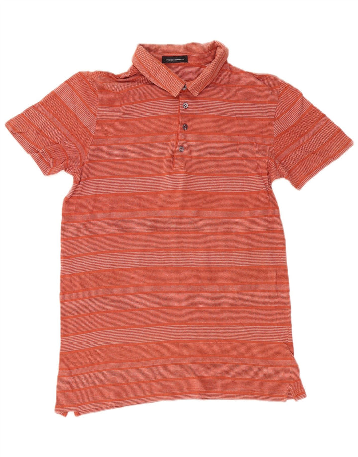 French Connection Polo para hombre de algodón a rayas naranja grande