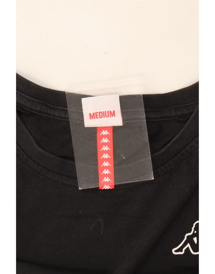 KAPPA Womens Crop Graphic T-Shirt Top UK 14 Medium Black