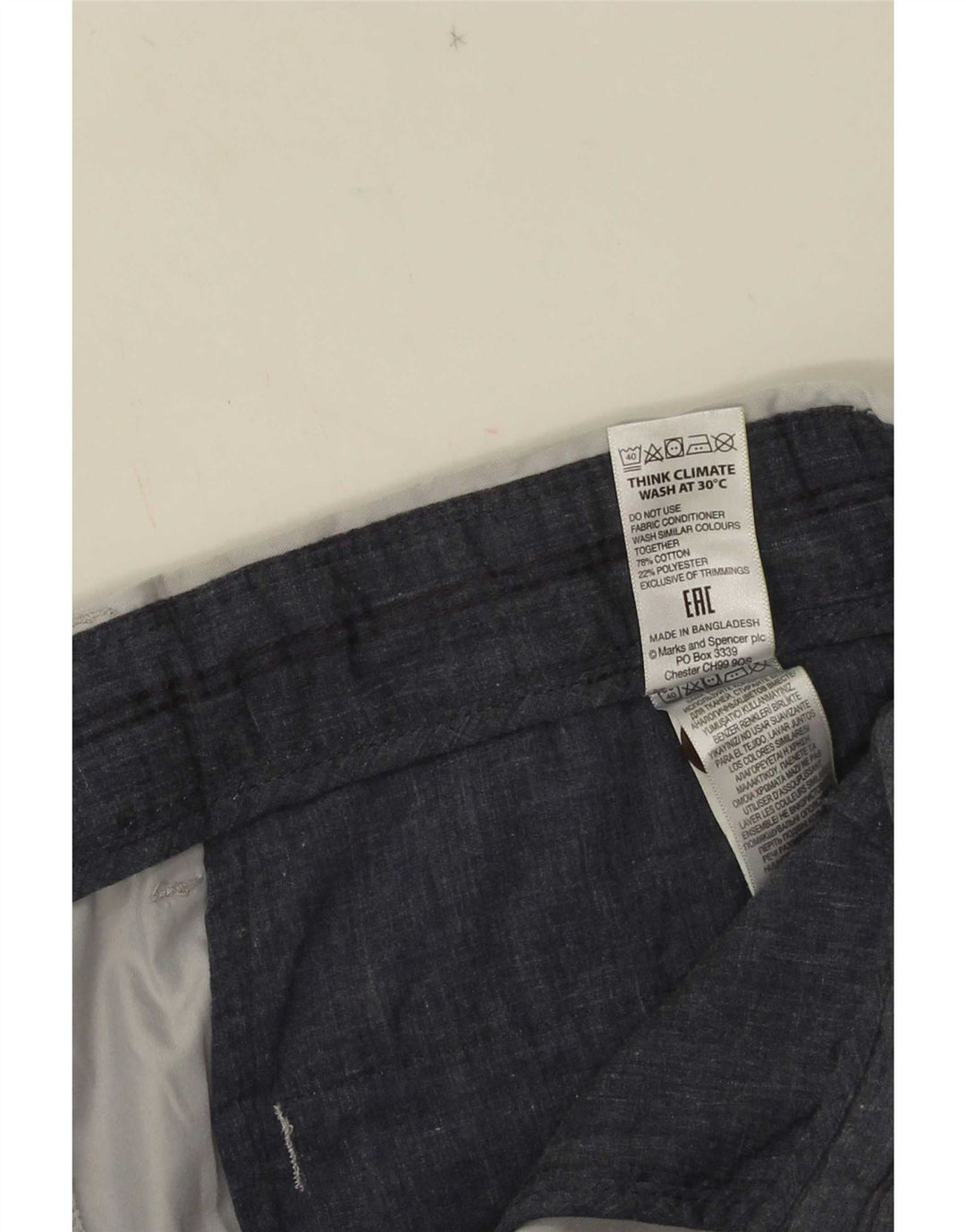 Marks & Spencer Pantalones cortos chinos para hombre W34 Algodón gris grande