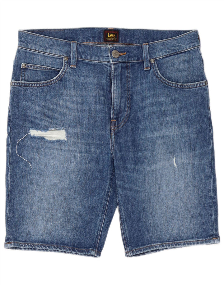 Pantalones cortos vaqueros desgastados Rider para mujer Lee W31 Algodón azul medio