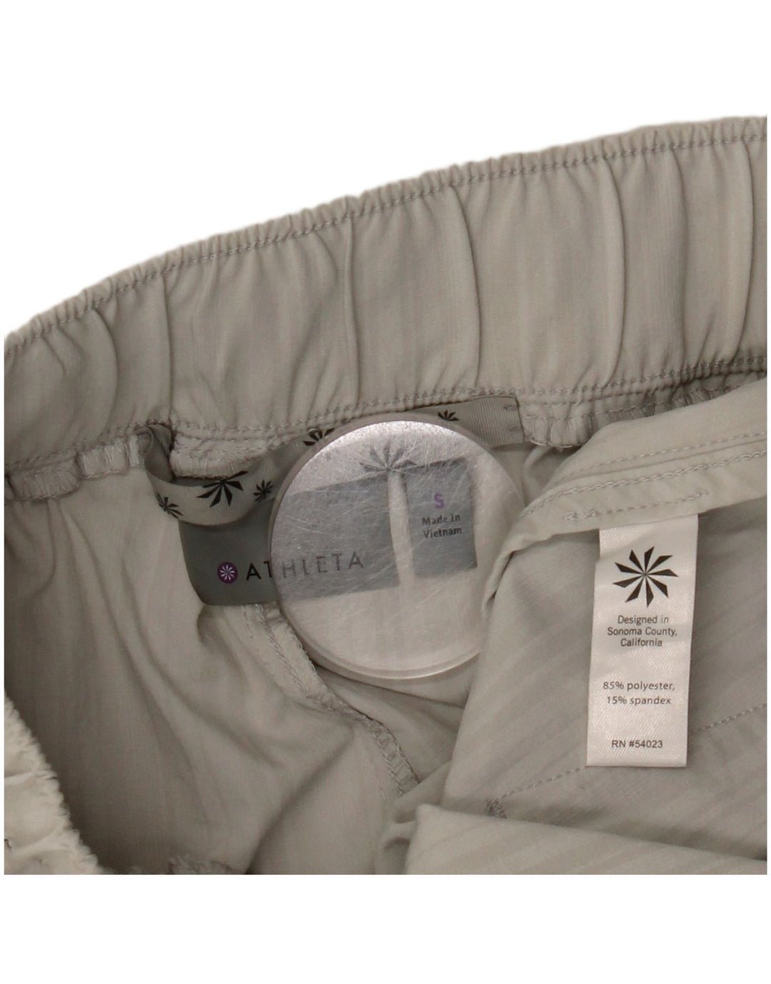 ATHLETA Pantalones cortos deportivos para mujer UK 10 Small Gris Tela a rayas Poliéster