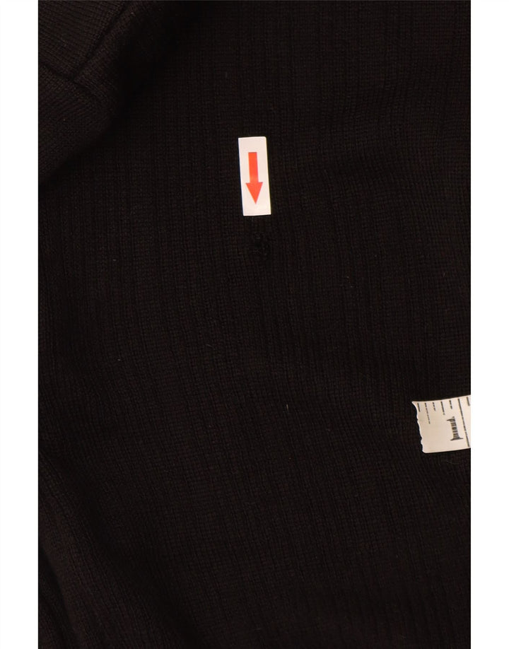 Vintage hombres Cardigan suéter pequeño lana negra