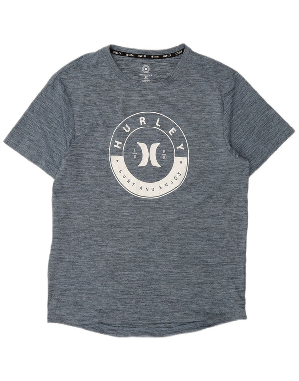 Hurley - Camiseta gráfica para hombre, parte superior mediana, poliéster moteado en azul marino