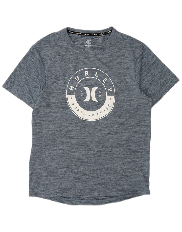 Hurley - Camiseta gráfica para hombre, parte superior mediana, poliéster moteado en azul marino