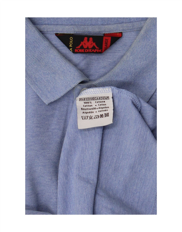 KAPPA Polo de manga larga para hombre de algodón azul grande