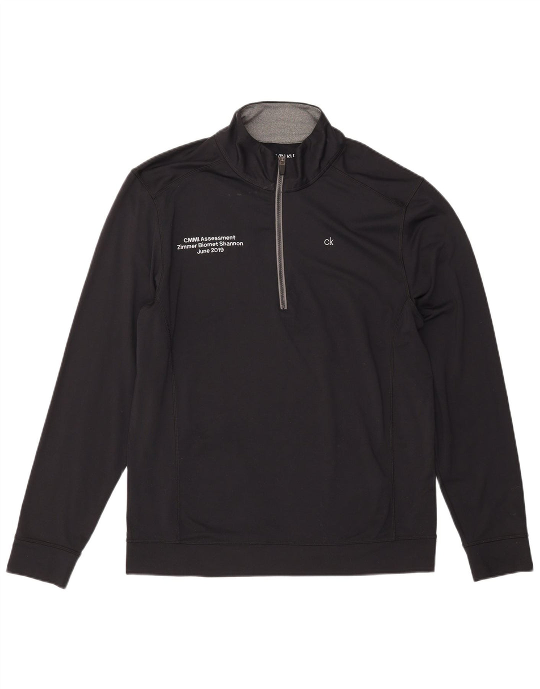 CALVIN KLEIN Mens Golf Graphic Zip Neck Pullover Chándal Top Grande Negro