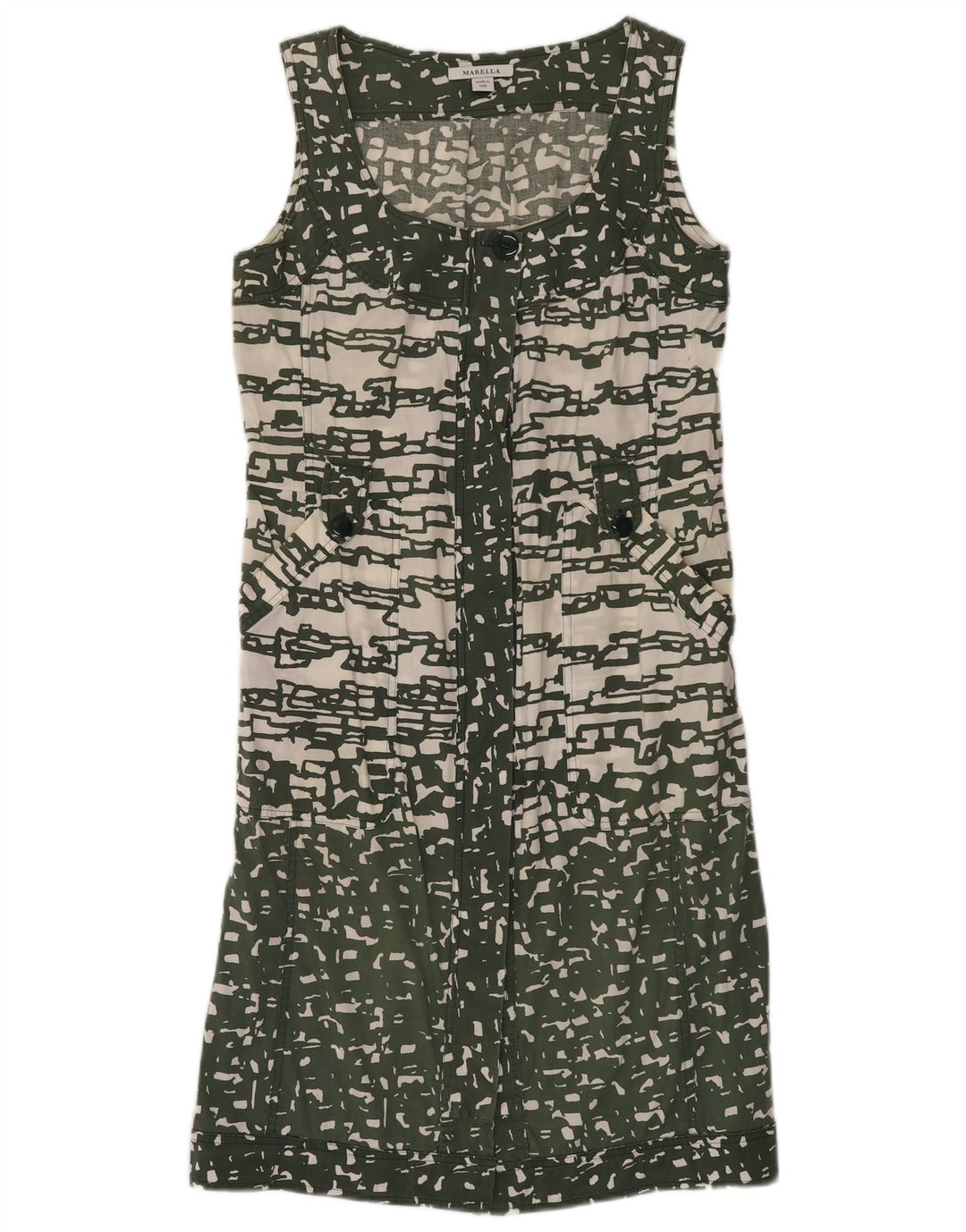 MARELLA Vestido camisero sin mangas para mujer UK 40 Verde medio Geométrico