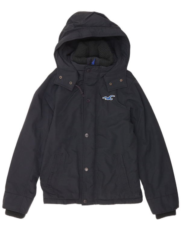 Chaqueta cortavientos con capucha Hollister para hombre UK 38 Medium Azul marino Nylon
