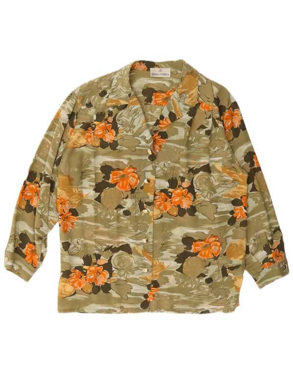 Donna Enrica Blusa para mujer UK 40 Grande Caqui Floral