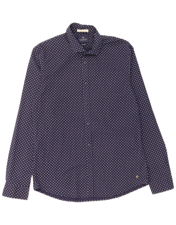 Camisa Scotch & Soda Hombre XL Algodón Moteado Azul Marino
