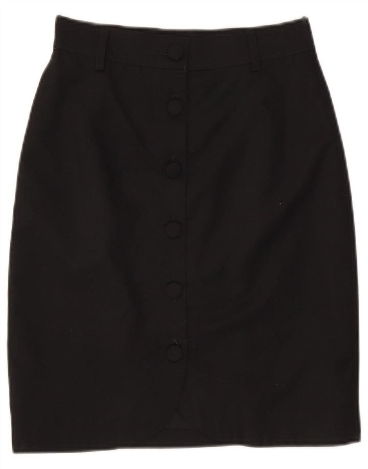 Falda lápiz vintage para mujer pequeña W26 poliéster negro