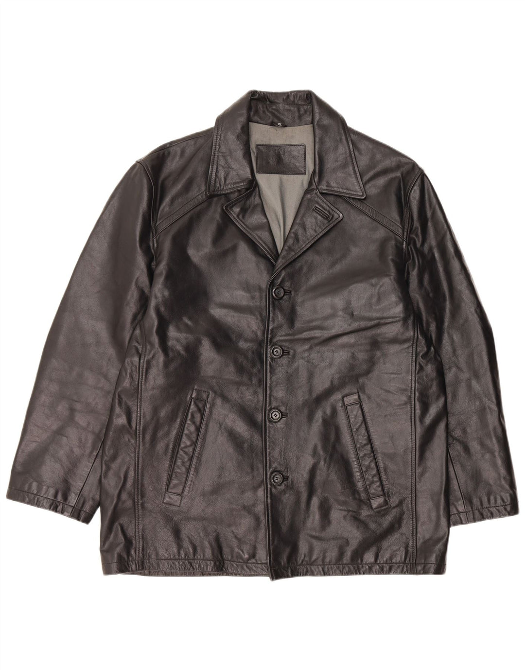 Chaqueta de cuero vintage para hombre Reino Unido 42 XL cuero negro