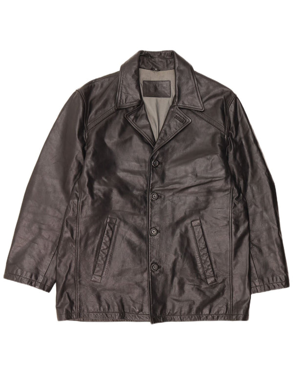 Chaqueta de cuero vintage para hombre Reino Unido 42 XL cuero negro