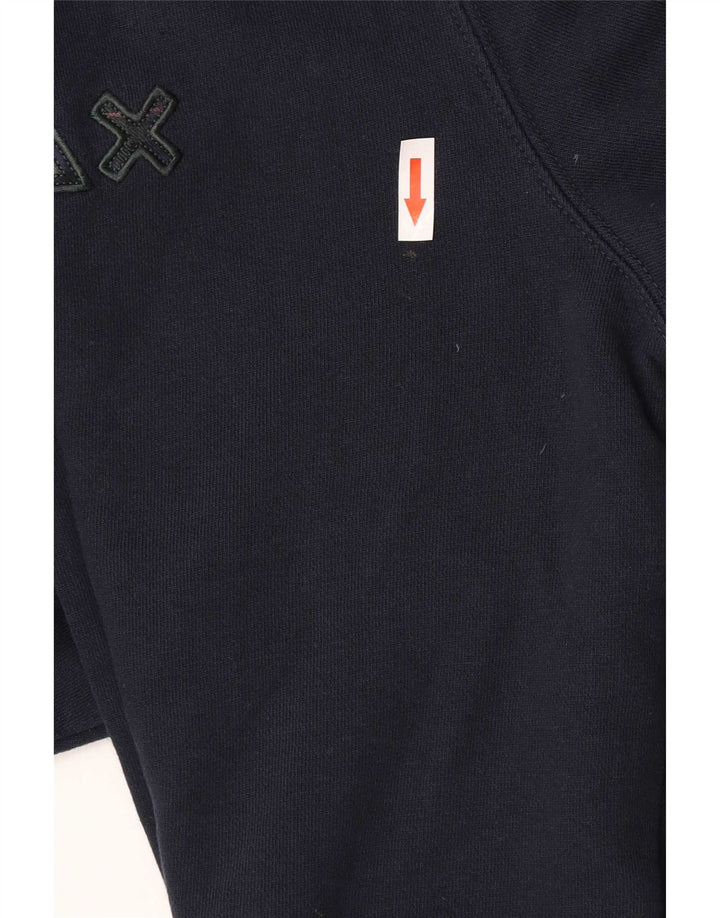 Sun68 Hombre Sudadera Jumper Grande Azul Marino Cuadros Algodón