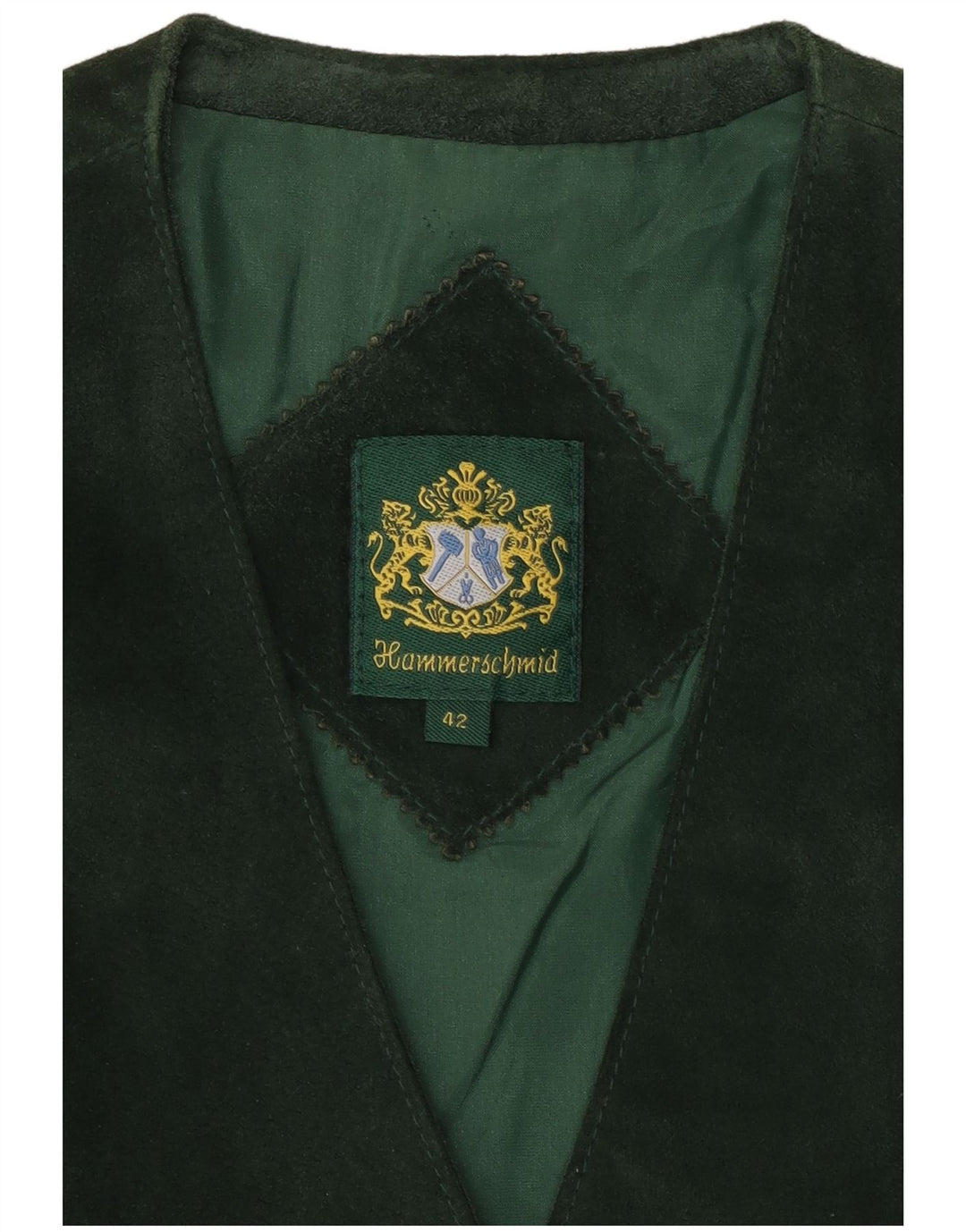 HAMMERSCHMID Chaleco de ante para mujer EU 42 Cuero verde grande