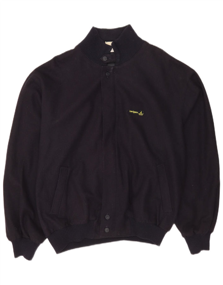 Navigare Chaqueta Bomber para Hombre UK 40 Grande Lana Azul Marino