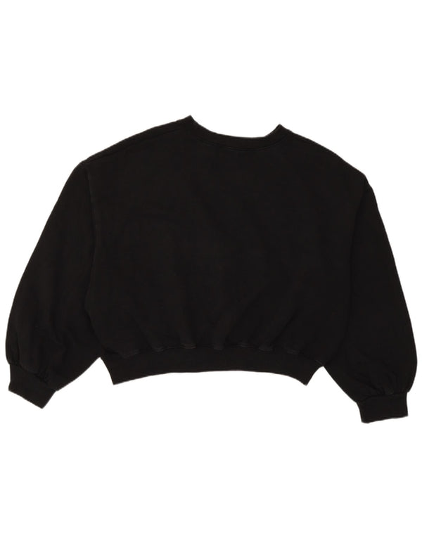 Zara Mujer Crop Sudadera De Gran Tamaño Jersey UK 44 Mediano Algodón Negro