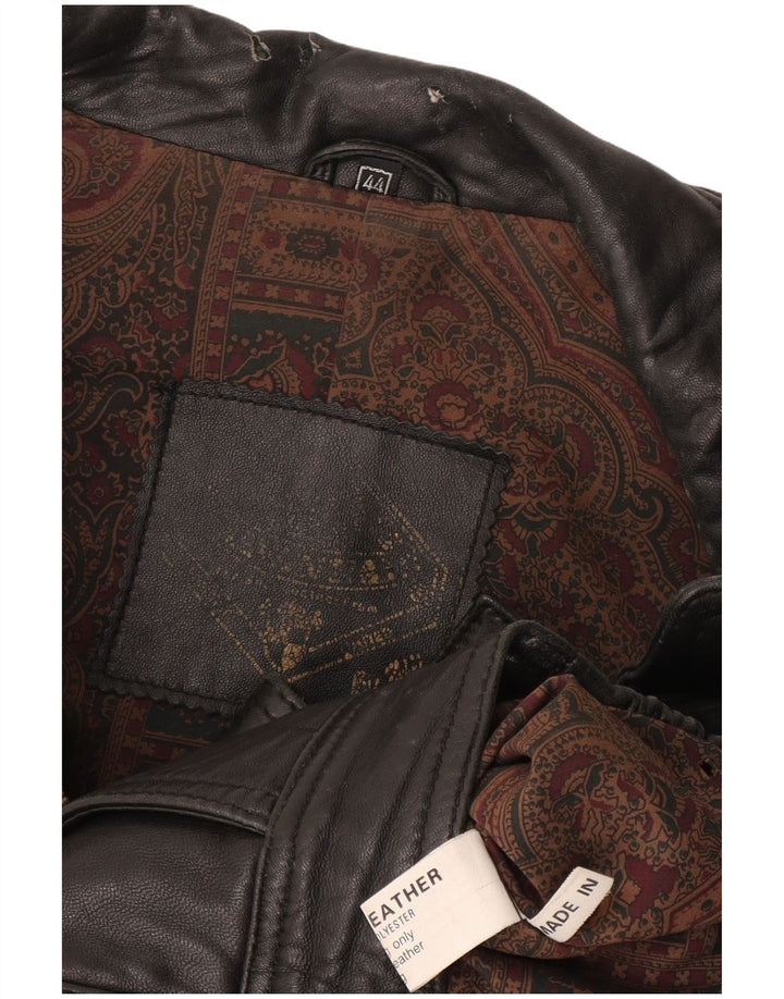 Vintage chaqueta de cuero para hombre Reino Unido 44 2XL cuero negro